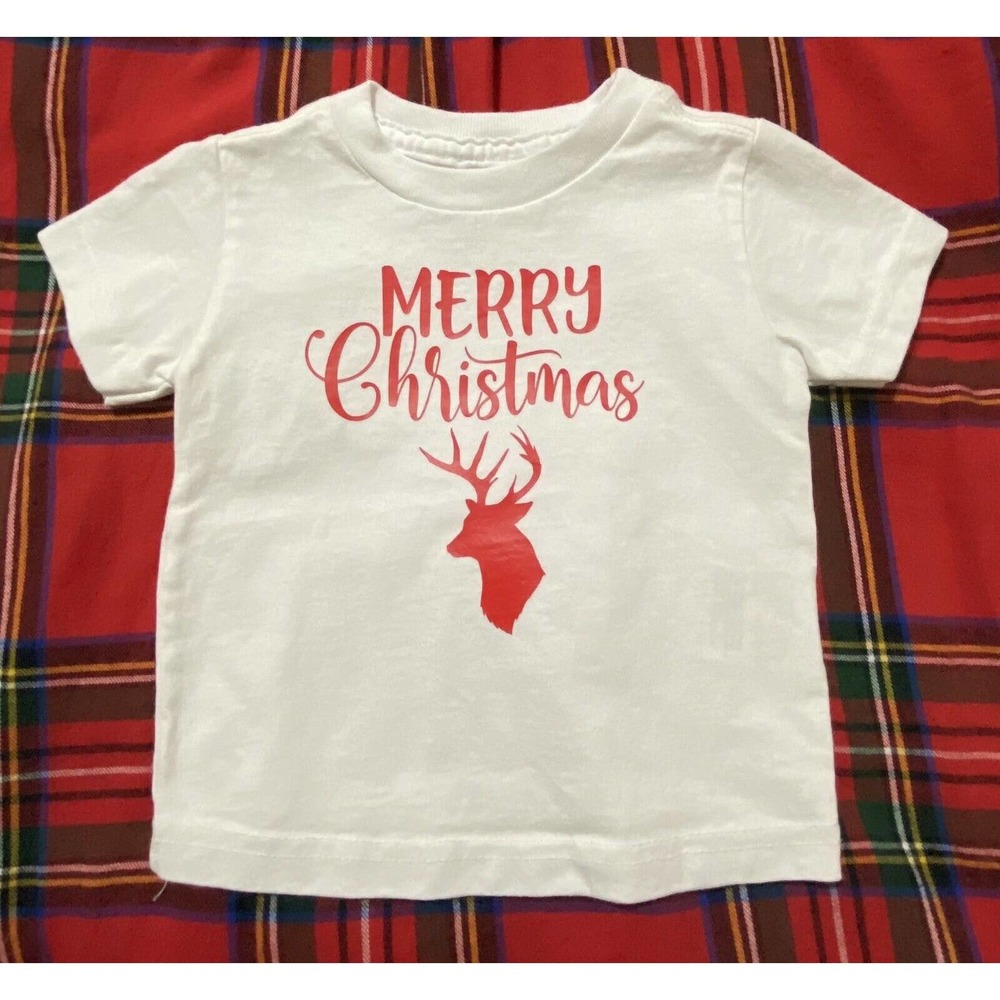 Merry Christmas Deer Holiday Boys T-Shirt Size 18 mos